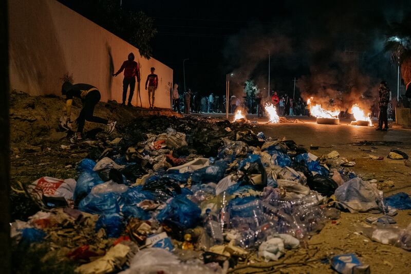 Residents of Agareb set fire to tyres and piles of rubbish in the town centre on Wednesday night. Photo: Erin Clare Brown / The National