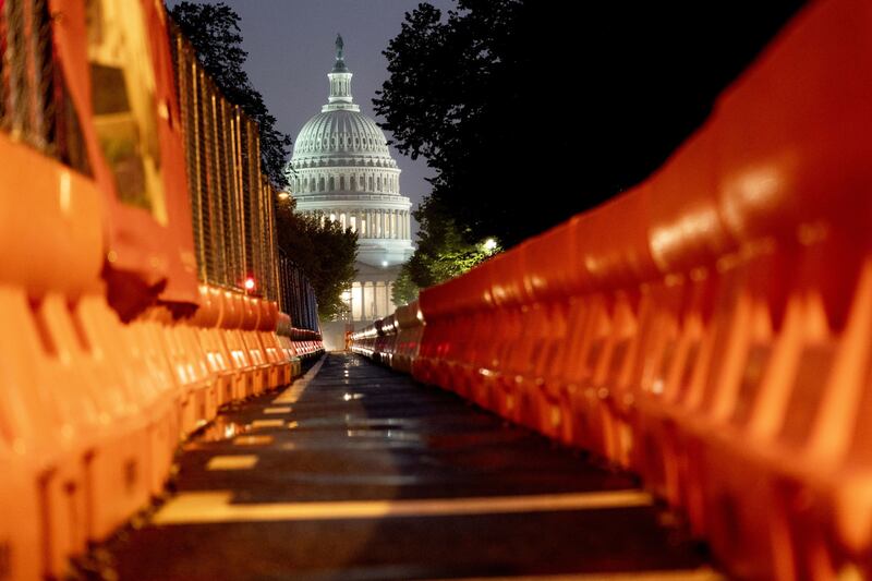 Barriers outside the US Capitol in Washington. Dysfunction in Congress is one of the American political system's many challenges. Bloomberg