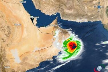 The weather forecast for Tuesday, when Tropical Storm Hikaa is due to make landfall in Oman. Courtesy National Centre of Meteorology