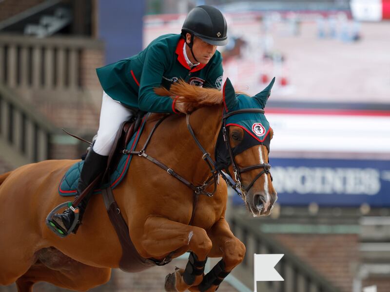 Ireland's Shane Breen competes at the Longines Global Champions Tour in Stockholm, Sweden, in June 2022. EPA