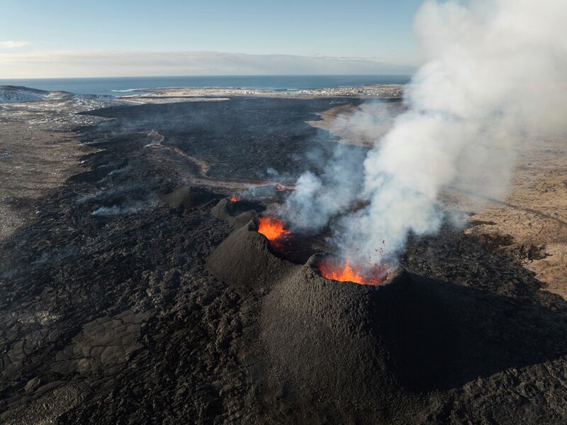 A volcano in Grindavik, Iceland, remains active after erupting three times in December, January and February, sending lava towards a nearby community. AP