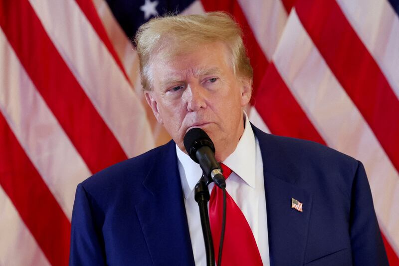 Republican presidential candidate and former US president Donald Trump holds a press conference after being convicted of falsifying business records to conceal an alleged encounter with adult film actress Stormy Daniels. Reuters