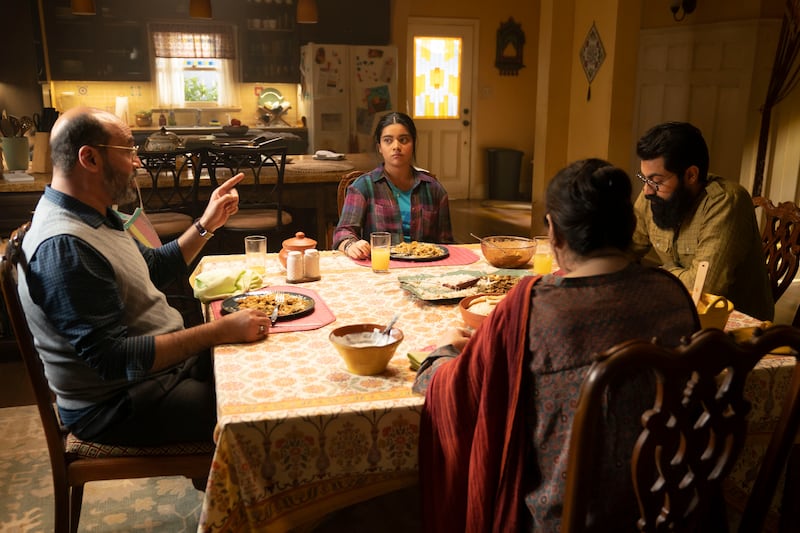 From left: Mohan Kapur as Yusuf, Iman Vellani as Kamala Khan, Saagar Shaikh as Aamir and Nimra Bucha as Najma.