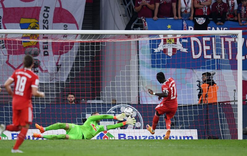 Bayern Munich's Sadio Mane scores their second goal. Reuters