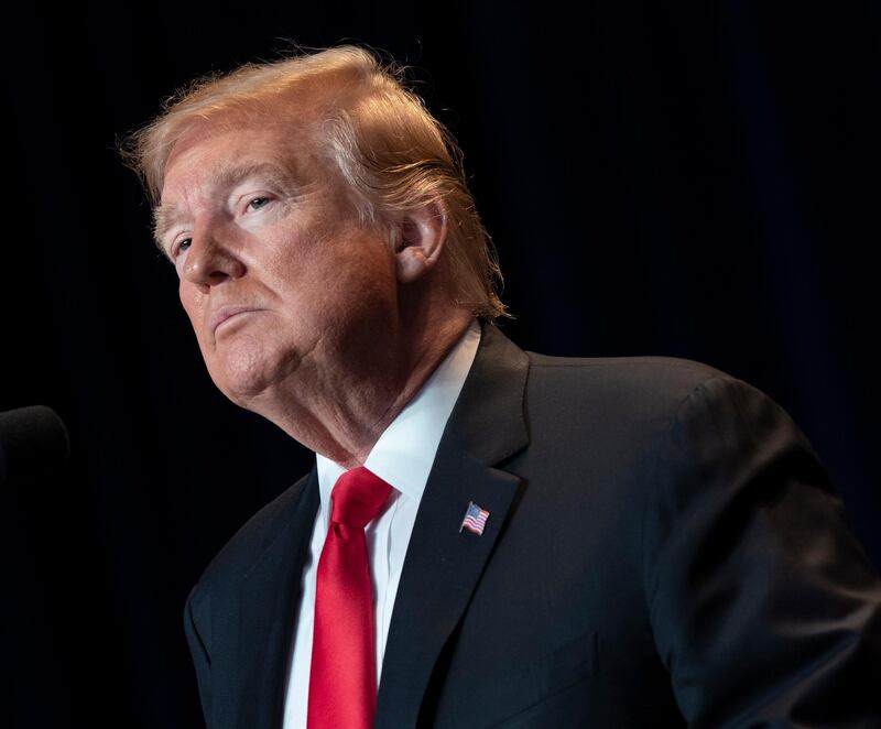 epa07350446 US President Donald J. Trump speaks at the 2019 National Prayer Breakfast in Washington DC, USA, 07 February 2019.  EPA/CHRIS KLEPONIS / POOL