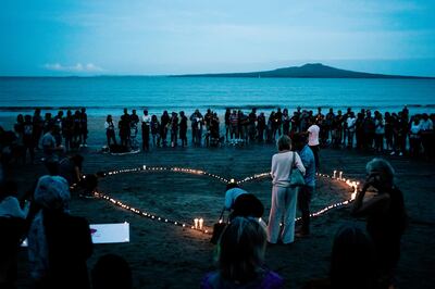 AUCKLAND, NEW ZEALAND - MARCH 16: Crowds gather for a vigil in memory of the victims of the Christchurch mosque terror attacks, on Takapuna beach on March 16, 2019 in Auckland, New Zealand. 49 people are confirmed dead, with 36 injured still in hospital following shooting attacks on two mosques in Christchurch on Friday, 15 March. 41 of the victims were killed at Al Noor mosque on Deans Avenue and seven died at Linwood mosque. Another victim died later in Christchurch hospital. A 28-year-old Australian-born man, Brenton Tarrant, appeared in Christchurch District Court on Saturday charged with murder. The attack is the worst mass shooting in New Zealand's history. (Photo by Cam McLaren/Getty Images)