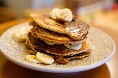 Banana, chia and oat pancakes. Photo: Scott Price
