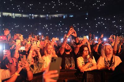 The sold-out crowd watching the Backstreet Boys at Etihad Arena. Pawan Singh / The National