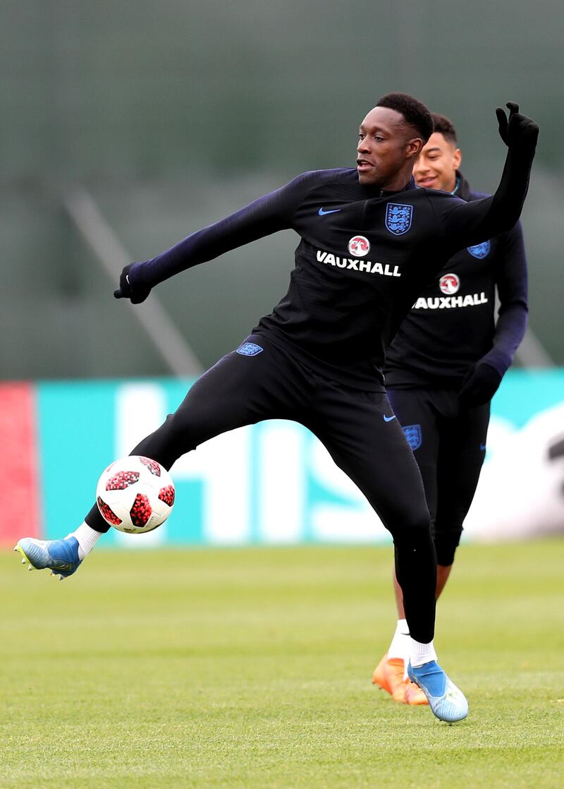 Danny Welbeck of England controls the ball during the England training session at the Stadium Spartak Zelenogorsk on July 2, 2018 in Saint Petersburg, Russia.  Alex Morton / Getty Images
