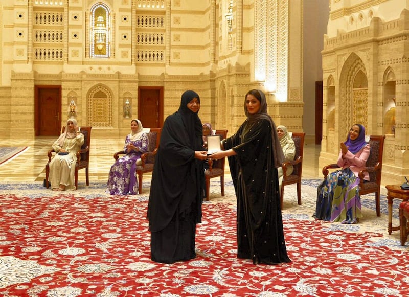 Ahad bint Abdullah bin Hamad Al Busaidiyah (right) at an event to honour Omani women. Oman News Agency