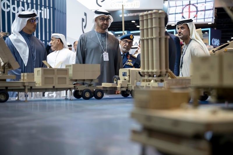 The President and Sheikh Mansour bin Zayed, Deputy Prime Minister and Minister of the Presidential Court, during a tour of Idex