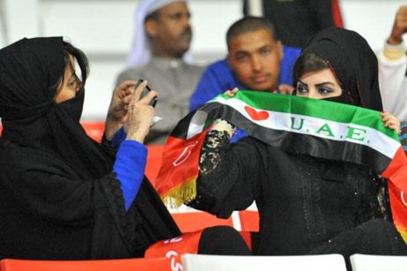 Lines were drawn pro and con on social media regarding the attendance of women from the UAE Cycling Federation at the national team's game against Bahrain.