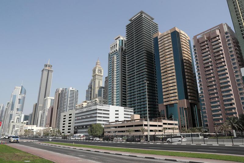 DUBAI , UNITED ARAB EMIRATES ,  October 21 , 2018 :- View of the Dubai Skyline on Sheikh Zayed road in Dubai. ( Pawan Singh / The National )  For News. 