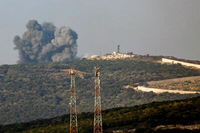 Smoke billowing after Israeli bombardment around the southern Lebanese village of Aita Al Shaab, on December 18. AFP