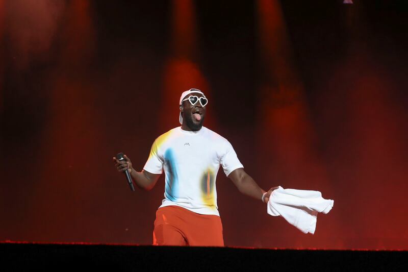 British rapper Stormzy performs at Etihad Park, as part of the Yasalam After-Race Concert series. Khushnum Bhandari / The National