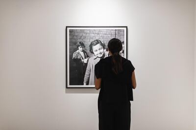 A visitor at an art gallery in Alserkal Avenue, Al Quoz, Dubai