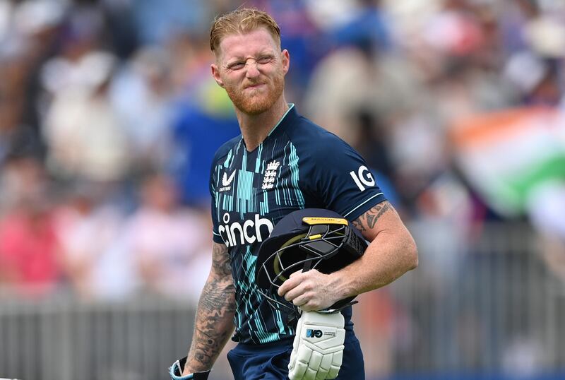 England batter Ben Stokes after losing his wicket for 27. Getty