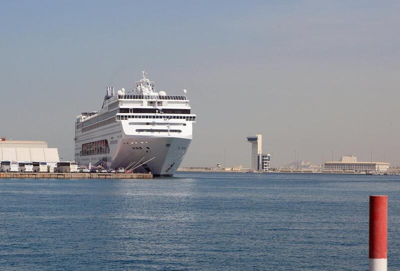 The luxury cruise liner MSC Lirica berths at Zayed Port in Abu Dhabi. Ravindranath / The National