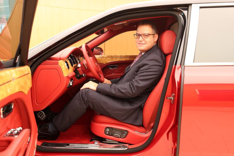 Joseph Tayar, general manager of Al Habtoor Motors, inside the Bentley Mulsanne Grand Limousine.