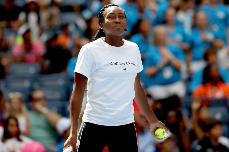 NEW YORK, NEW YORK - AUGUST 24: Cori Gauff makes an appearance at Arthur Ashe Kid's Day on center court at the USTA Billie Jean King National Tennis Center on August 24, 2019 in New York City.   Matthew Stockman/Getty Images/AFP
== FOR NEWSPAPERS, INTERNET, TELCOS & TELEVISION USE ONLY ==
