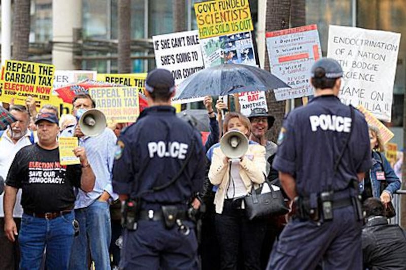 Demonstrators gathered at Sydney’s Convention Centre yesterday, where the Labor party held its annual conference and overturned a long-standing ban on exporting uranium to India.