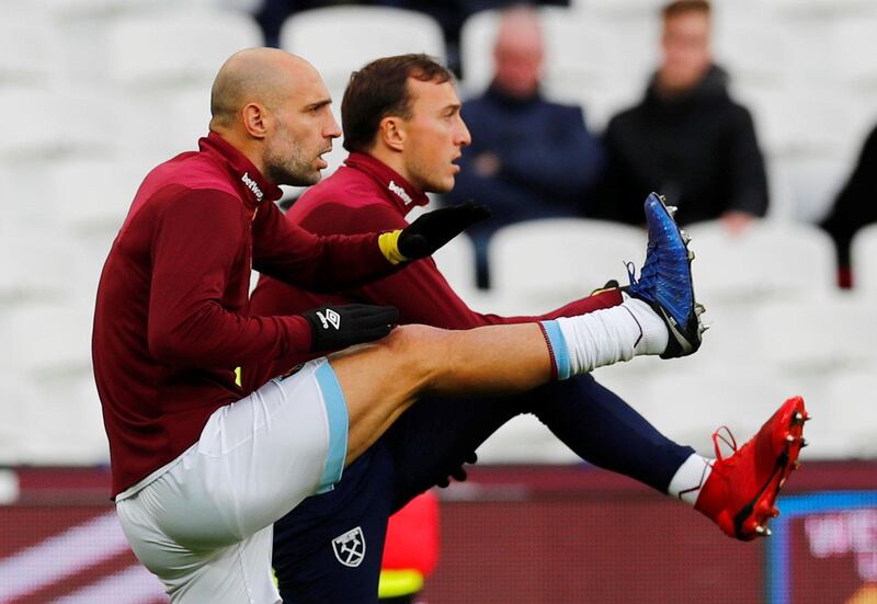 West Ham defender Pablo Zabaleta, left. Reuters