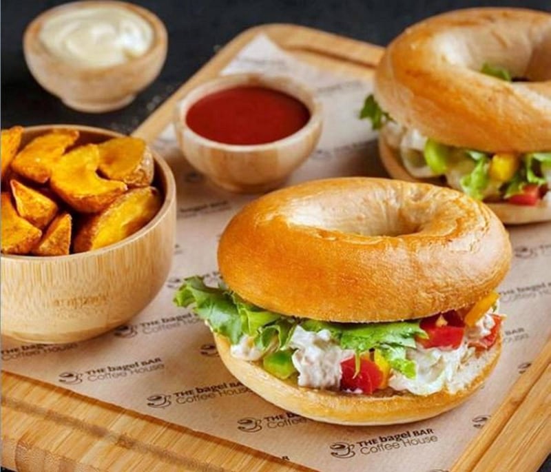 A variety of toppings are available at the Bagel Bar Coffee House in Dubai. Instagram