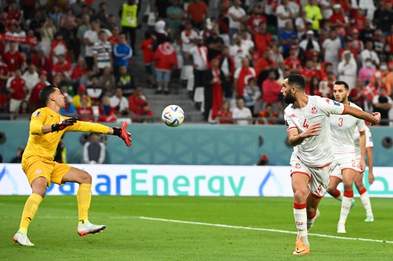 Tunisia goalkeeper Aymen Dahmen makes a save. AFP