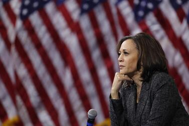 Then-Democratic presidential candidate Senator Kamala Harris during a gun safety forum in Las Vegas on October 2, 2019. Democratic presidential candidate former Vice President Joe Biden has chosen Harris as his running mate. AP Photo/John Locher / AP