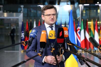 Ukraine's Foreign Minister Dmytro Kuleba said he was seeking 'weapons, weapons, weapons' from a Nato meeting. AFP