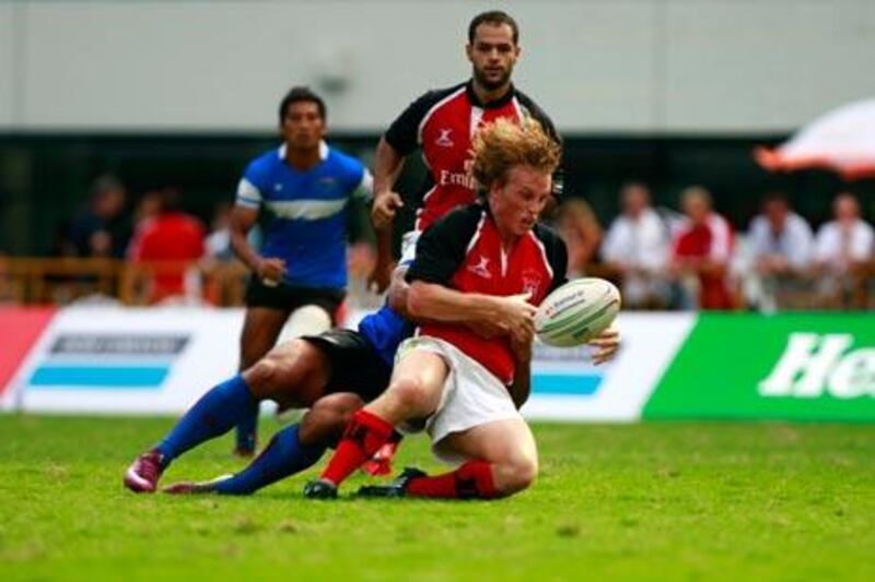 The UAE and Chris Gregory, centre, lost to Chinese Taipei in the Bowl final of the Shanghai Sevens tournament.