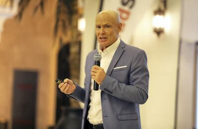 DUBAI,  UNITED ARAB EMIRATES , OCTOBER 10  – 2019 :- Thomas Edelman , Managing Director of Road Safety UAE speaking during the road safety event held at Ibn Battuta Gate Hotel in Dubai. ( Pawan Singh / The National ) For News. Story by Patrick