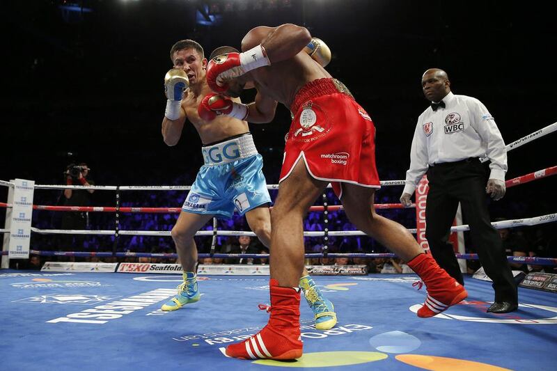 Gennady Golovkin in action with Kell Brook. Andrew Couldridge / Action Images