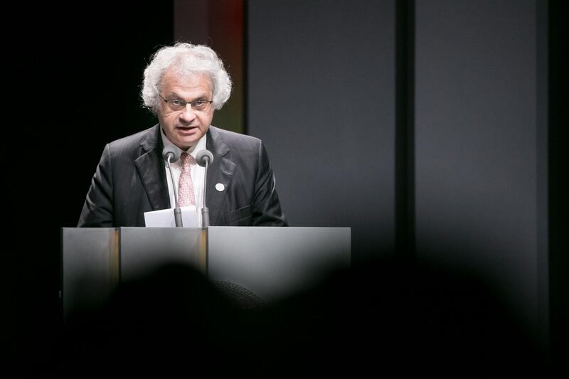 ABU DHABI, UNITED ARAB EMIRATES, MAY 1, 2016.  Lebanese-born French Novelist Amin Maalouf wins the Cultural Personality of the Year, at Sheikh Zayed Book Award. Photo: Reem Mohammed/ The National (Reporter: Roberta Pennington / Section: NA) ID 72832 *** Local Caption ***  RM_20160501_ZAYEDAWARD_16.JPG