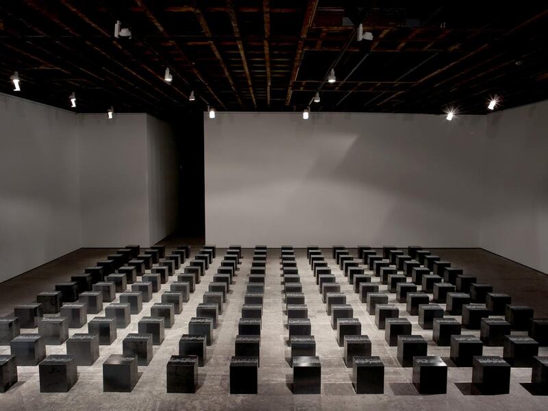 Seven Times installation by Idris Khan. Here it is shown at Victoria Miro Gallery in London but it will be part of Art Dubai, 2015. Courtesy: Idris Khan/Victoria Miro