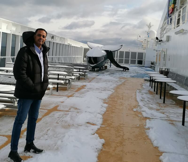 Al Shafie Ahmed, a regular contributor to The National from Sudan since 2019, posing for a photo just outside Oslo, Norway, where he escaped to after 40 days enduring the war in his native Sudan. Photo: Al Shafie Ahmed