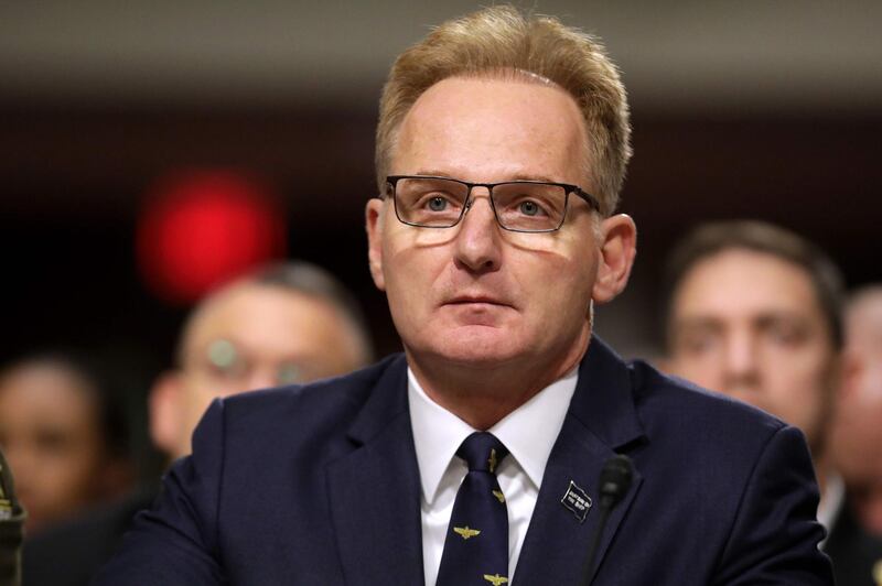(FILES) In this file photo taken on December 3, 2019, Acting Navy Secretary Thomas Modly testifies before the Senate Armed Services Committee in the Dirksen Senate Office Building on Capitol Hill in Washington, DC. US media, quoting official sources, report on April 7, 2020, that Modly has submitted his resignation to US Defense Secretary Mark Esper. The resignation follows a leaked audio in which Modly called the ousted commander of the USS Theodore Roosevelt, Captain Brett Crozier, "stupid" in an address to the ship's crew, for writing a letter warning of a coronavirus outbreak on the carrier. / AFP / GETTY IMAGES NORTH AMERICA / CHIP SOMODEVILLA
