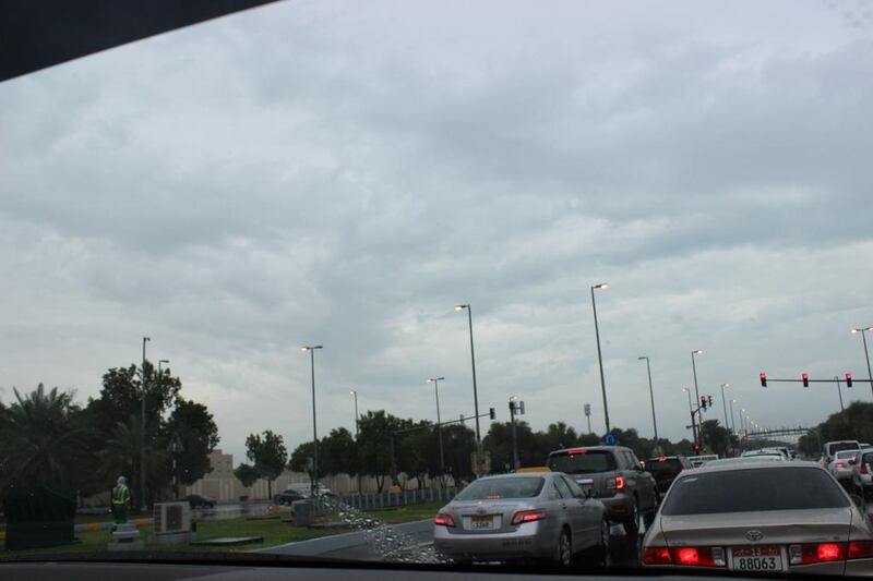 Roads in Abu Dhabi were slick and treacherous as the rain came down. Mariam Alnuaimi / The National