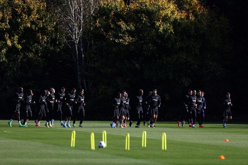 Chelsea's players during training. AFP