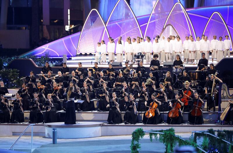 A full orchestra was among the performers in Al Wasl Dome. Reuters