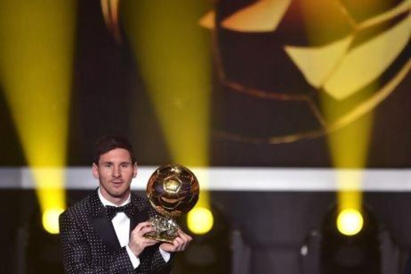 Lionel Messi won the Ballon d'Or award for a record fourth straight time while Cristiano Ronaldo was the runner-up for a third year in a row.