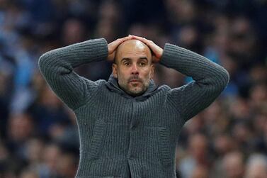 Soccer Football - Champions League Quarter Final Second Leg - Manchester City v Tottenham Hotspur - Etihad Stadium, Manchester, Britain - April 17, 2019 Manchester City manager Pep Guardiola reacts REUTERS/Phil Noble