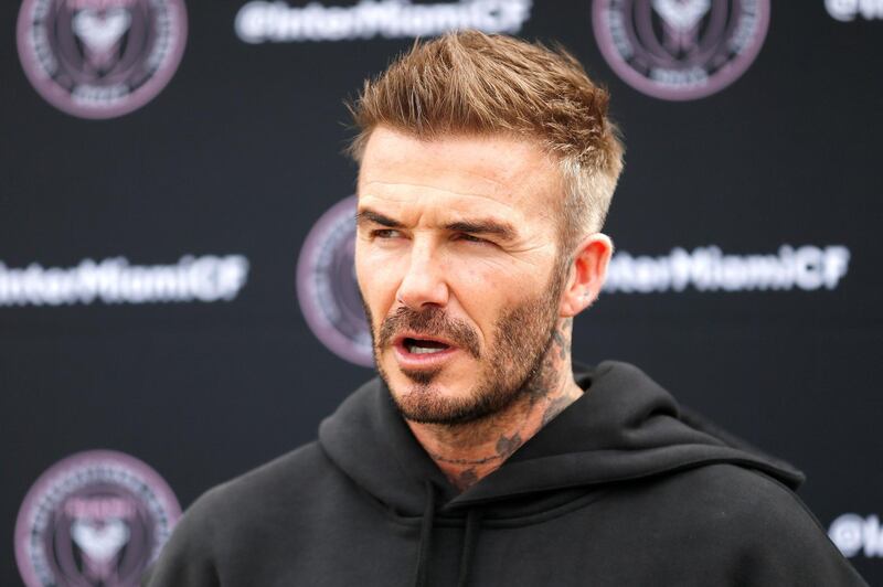 FORT LAUDERDALE, FLORIDA - FEBRUARY 25: Owner and President of Soccer Operations David Beckham addresses the media ahead of Inter Miami CF's inaugural match on March 1st against LAFC, during media availability at Inter Miami CF Stadium on February 25, 2020 in Fort Lauderdale, Florida.   Michael Reaves/Getty Images/AFP