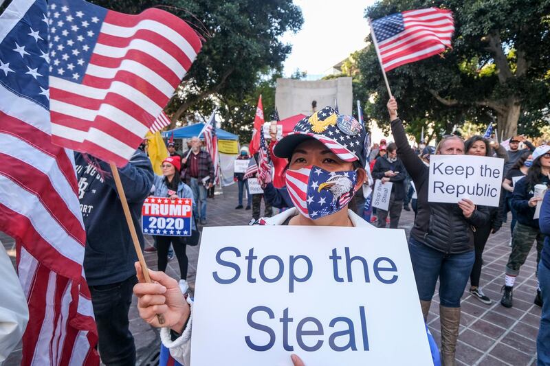 Supporters of US President Donald Trump protest the November 3rd presidential election election in Los Angeles, California.   AFP