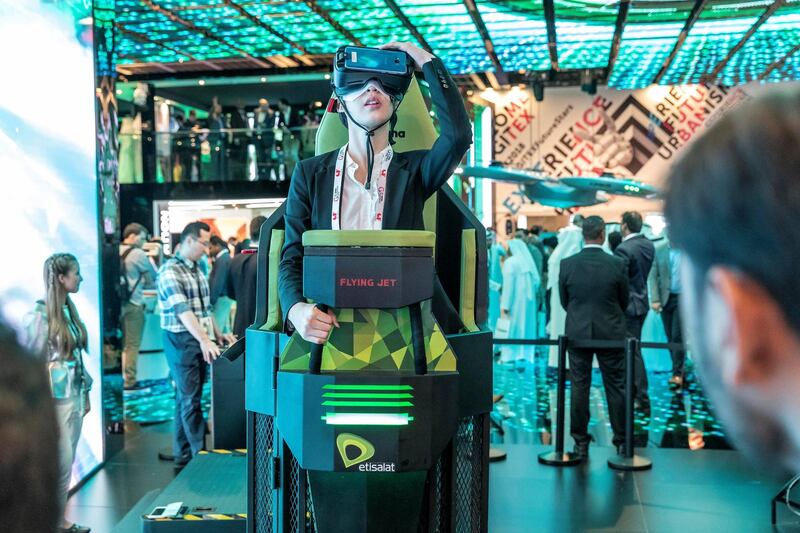 DUBAI, UNITED ARAB EMIRATES. 14 OCTOBER 2018. General show room floor image of GITEX 2019 at the World Trade Center. (Photo: Antonie Robertson/The National) Journalist: Patrick Ryan. Section: National.