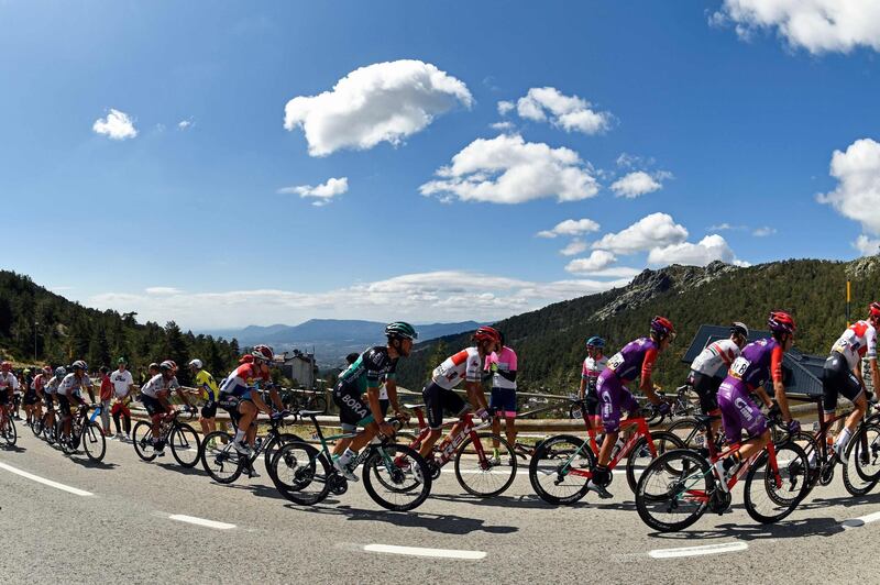 The peloton during Stage 18 of the Vuelta a Espana on Thursday. AFP