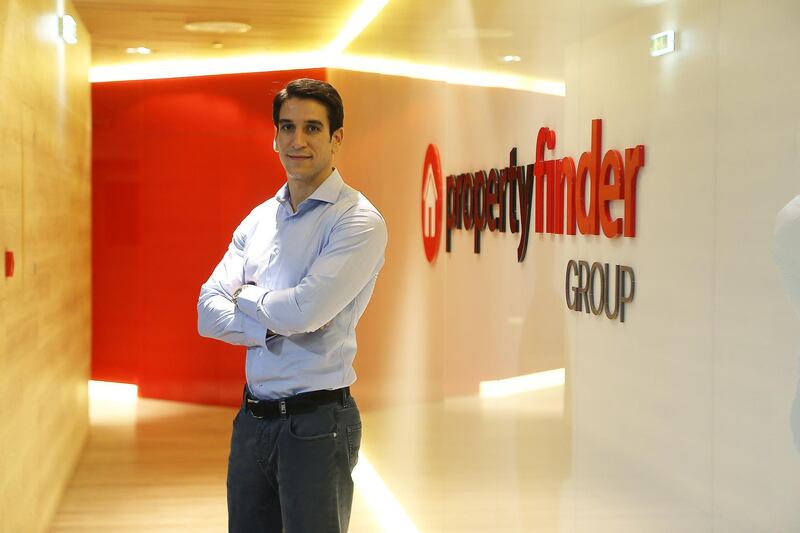 DUBAI , UNITED ARAB EMIRATES – June 18 , 2017 : Michael Lahyani , Founder of propertyfinder.ae at his office in Al Shatha tower in Dubai Media City in Dubai. ( Pawan Singh / The National ) For Business. Story by Michael Fahy. ID No :- 29762 *** Local Caption ***  PS1706- MICHAEL LAYHANI09.jpg