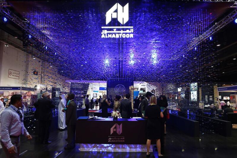 Above, the Al Habtoor stand at Cityscape Global in Dubai. Pawan Singh / The National