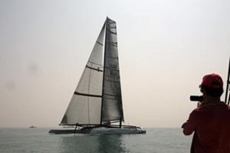 The Alinghi sails around the Arabian Gulf, 17 miles of the coast of Ras Al Khaimah. A judge in New York has ruled that under the Deed of Gift, the America's Cup can  not be contested in Gulf Waters in February.
