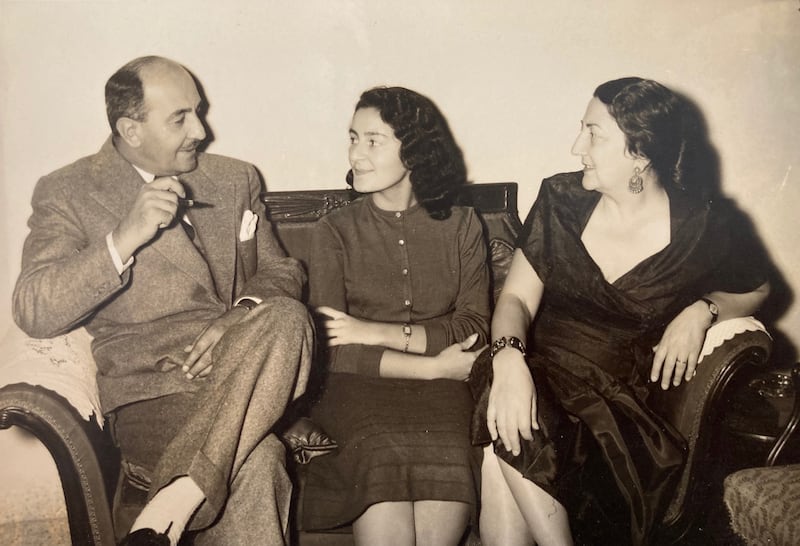 Madiha Umar, her husband Yassin and daughter Hala in the 1950s in Washington. Photo: Dara Kittani